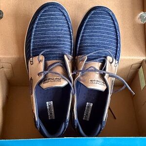 Skechers Women’s Navy and Tan Boat Shoes
